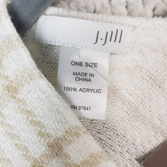 J Jill Womens One Size Poncho Sweater Wrap Plaid - Picture 6 of 10